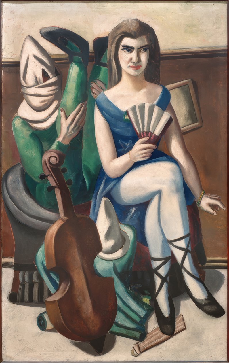 Pierrette en clown door Max Beckmann