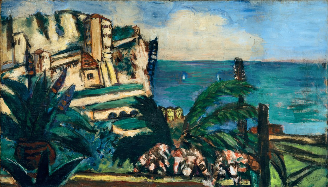 Riviera-landschap met rotsen door Max Beckmann