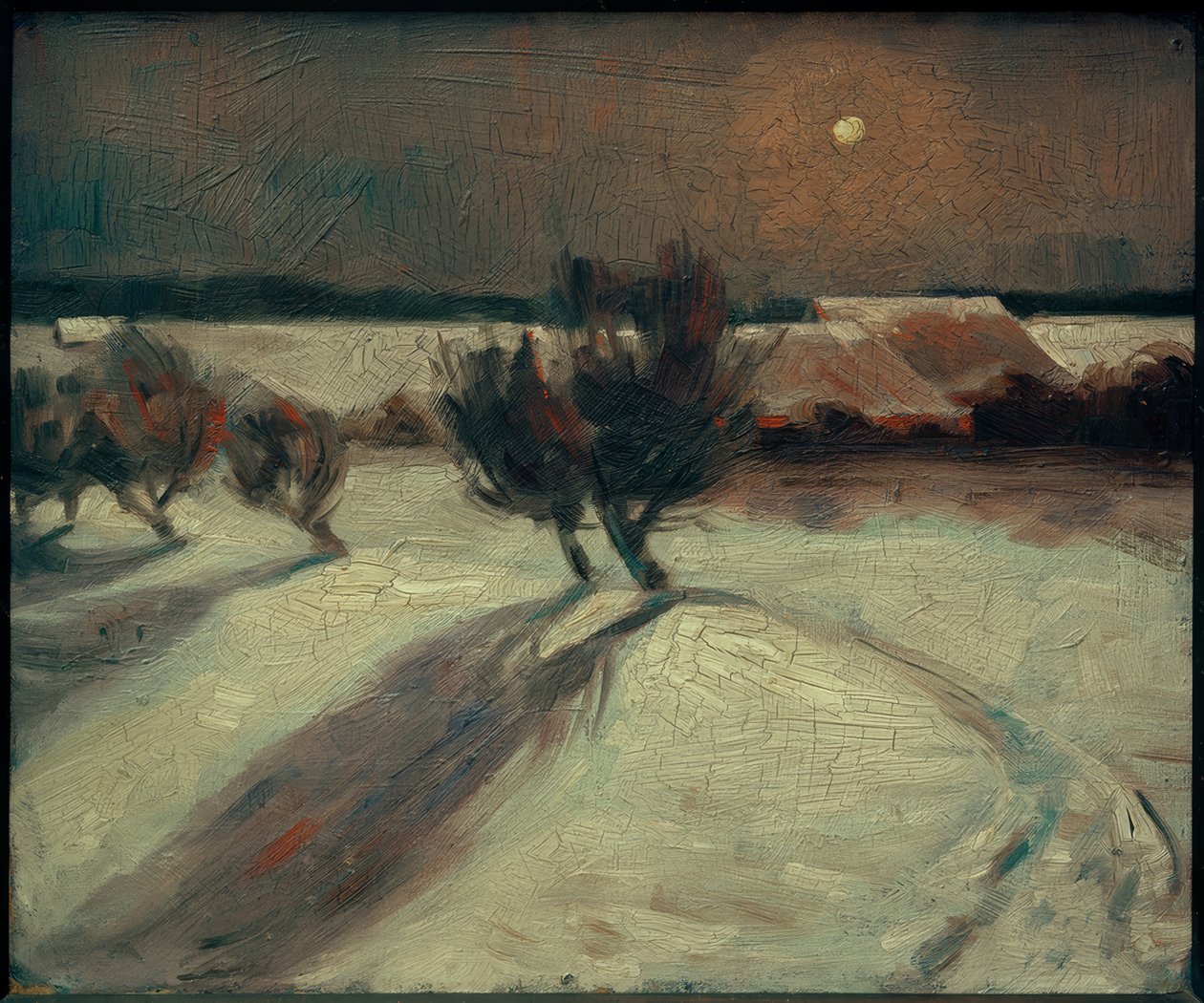 Sneeuwlandschap in maanlicht door Max Beckmann