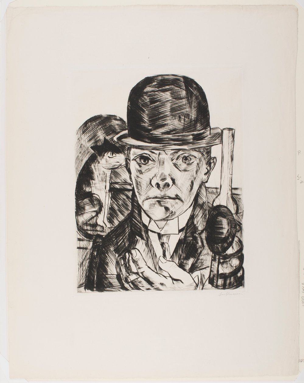 Zelfportret met bolhoed door Max Beckmann