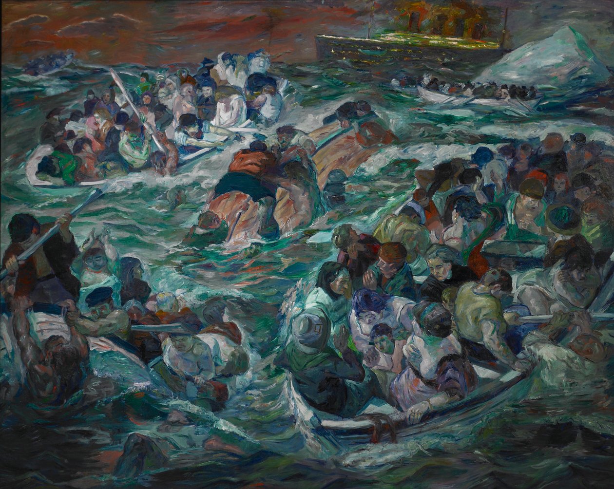 Het zinken van de Titanic door Max Beckmann
