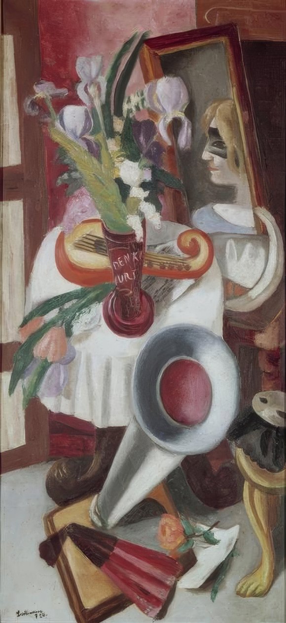 Stilleven met Grammofoon en Zwaardlelies door Max Beckmann