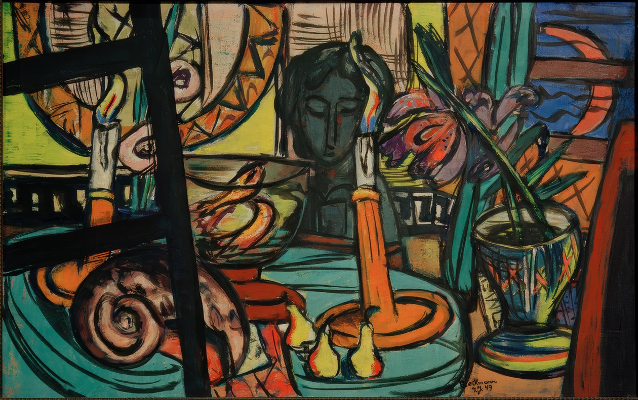 Stilleven met zwarte plastic door Max Beckmann