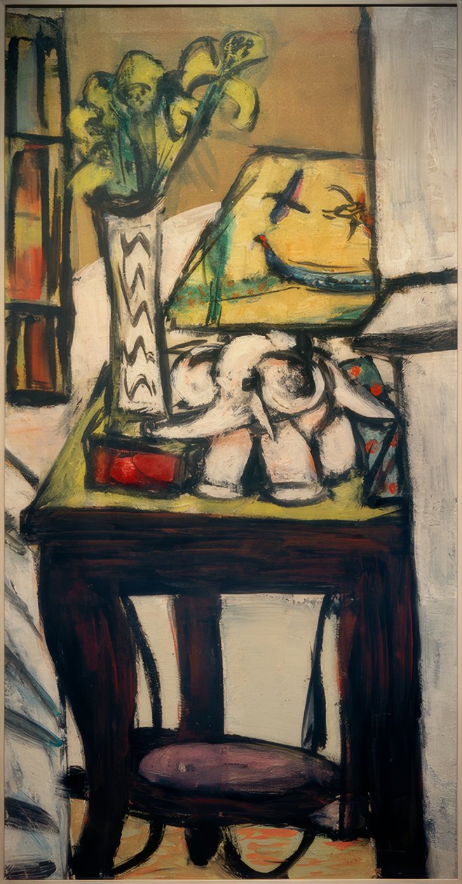 Stilleven met nachtlamp door Max Beckmann