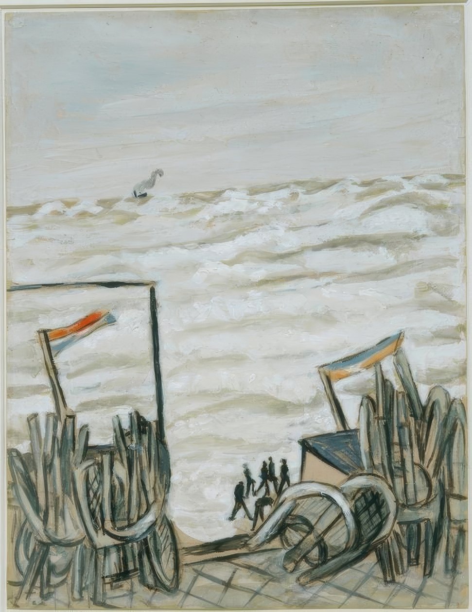 Strand bij vloed door Max Beckmann