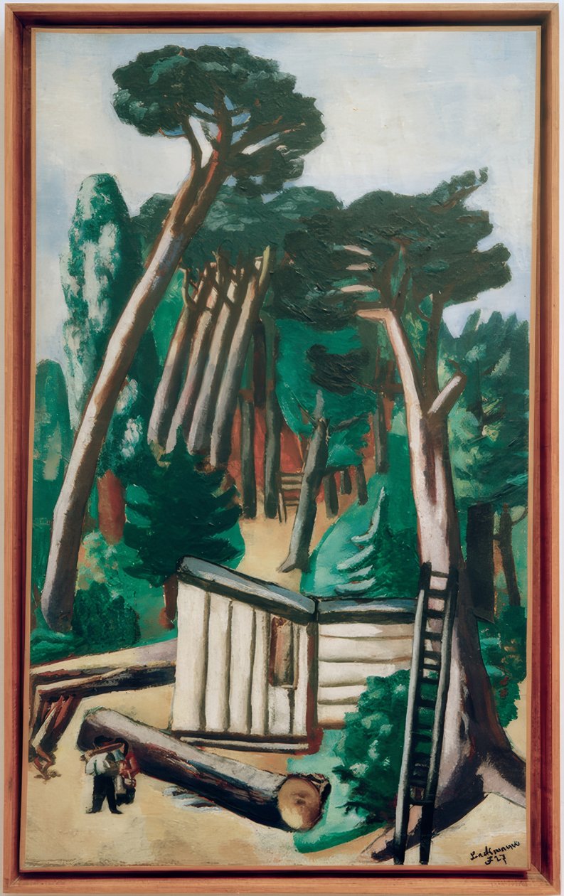 Boslandschap met houthakkers door Max Beckmann