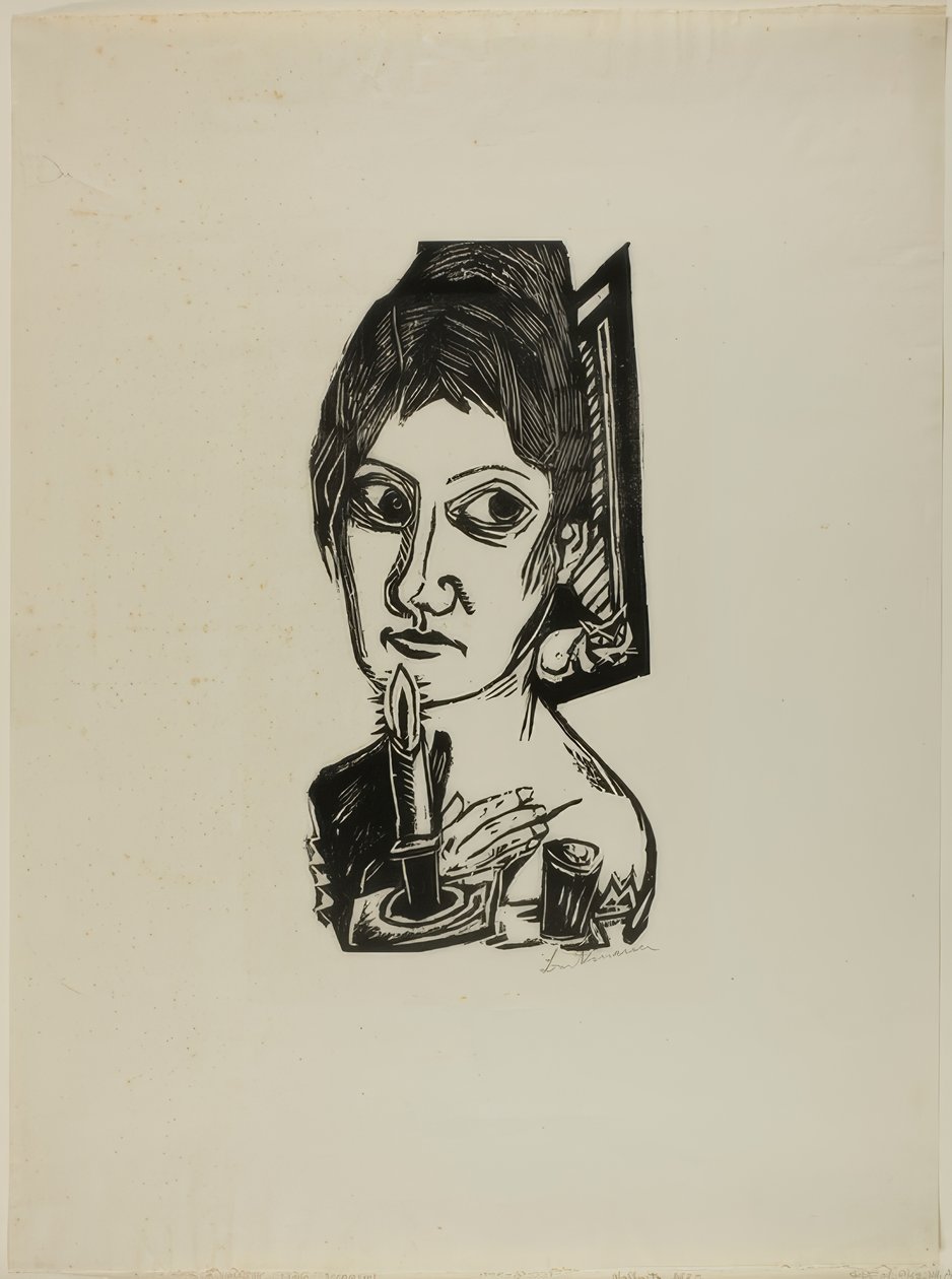 Vrouw met kaars door Max Beckmann