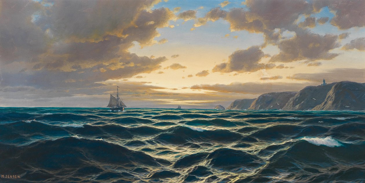 Duits: Zee, ondergaande zon aan de kust door Max Jensen