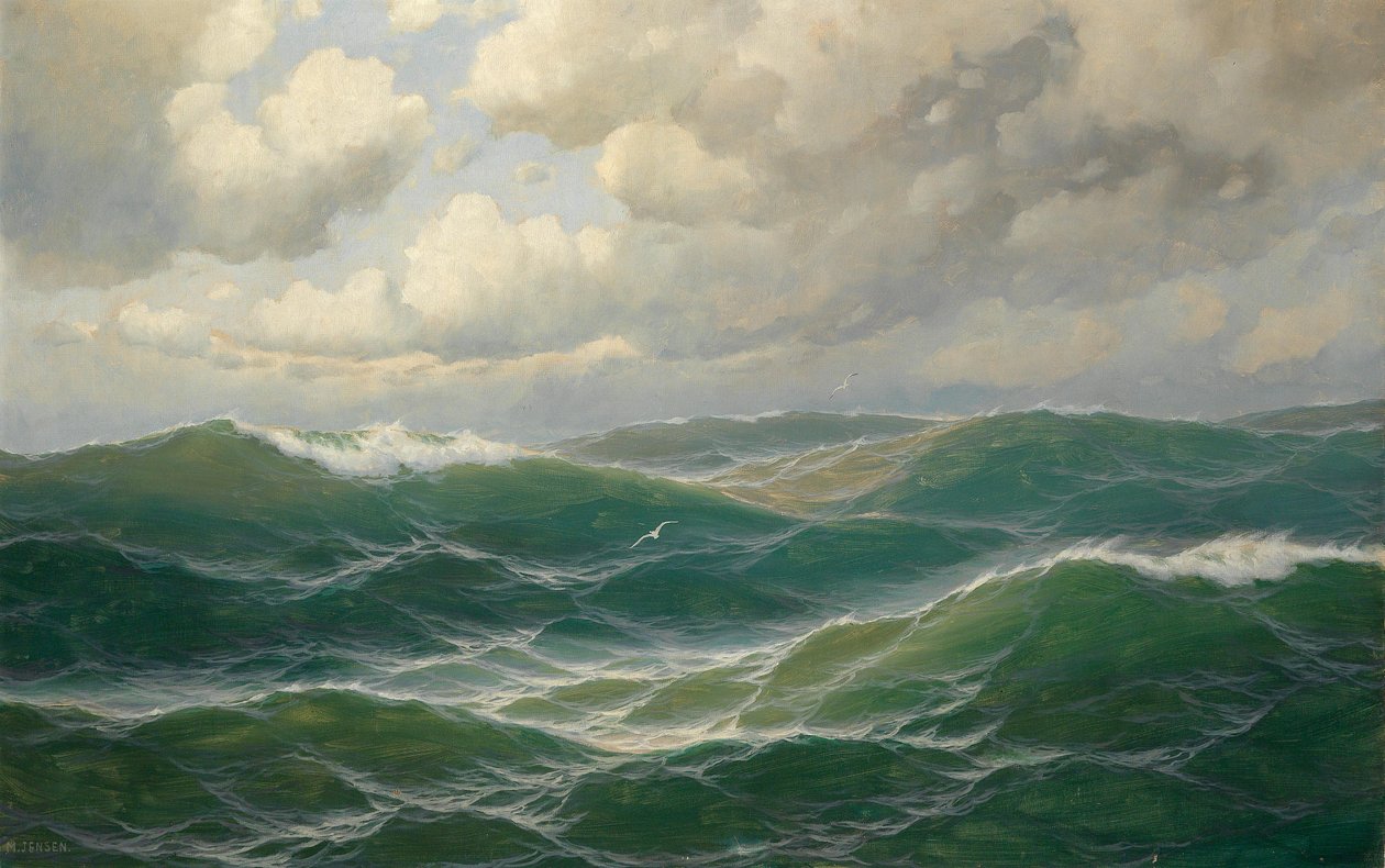 Meeuwen boven de golven door Max Jensen