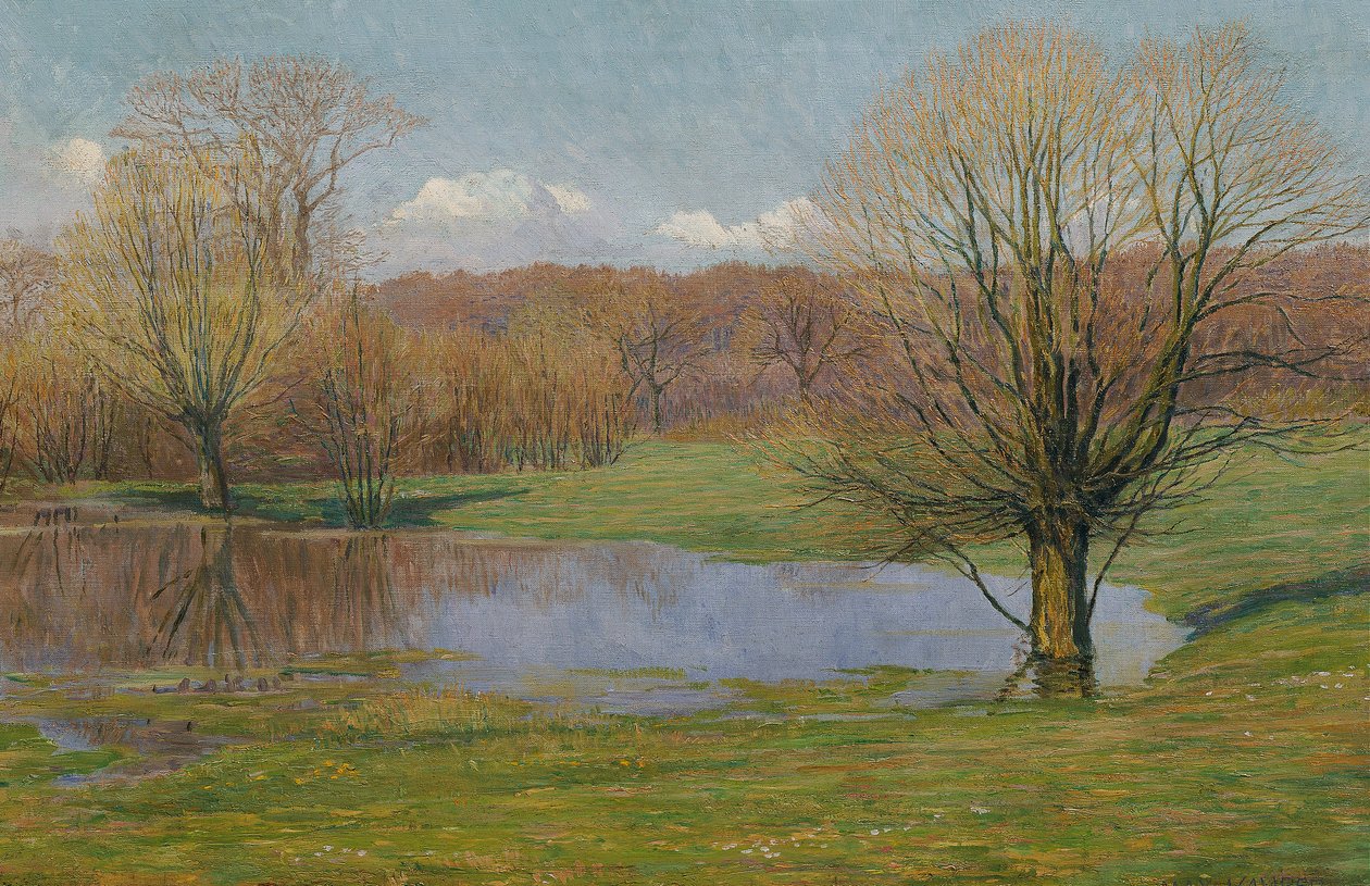 Rivierlandschap in het vroege voorjaar door Max Kahrer