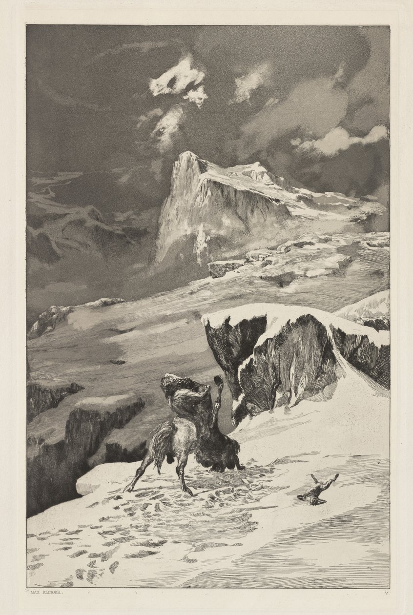 Intermezzi, Opus IV, Bl. 5: Vechtende Centauren door Max Klinger