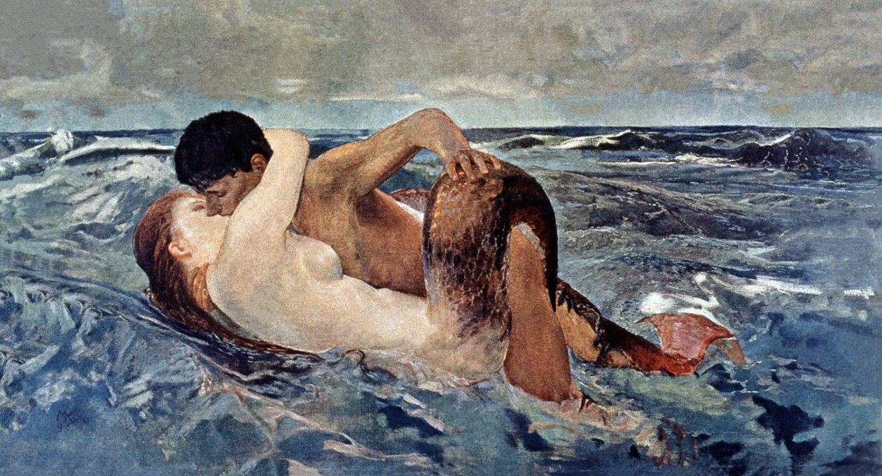 Triton en zeemeermin door Max Klinger