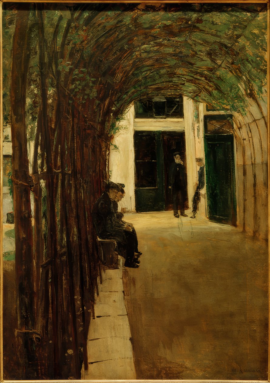 Oude mannenhuis in Amsterdam door Max Liebermann
