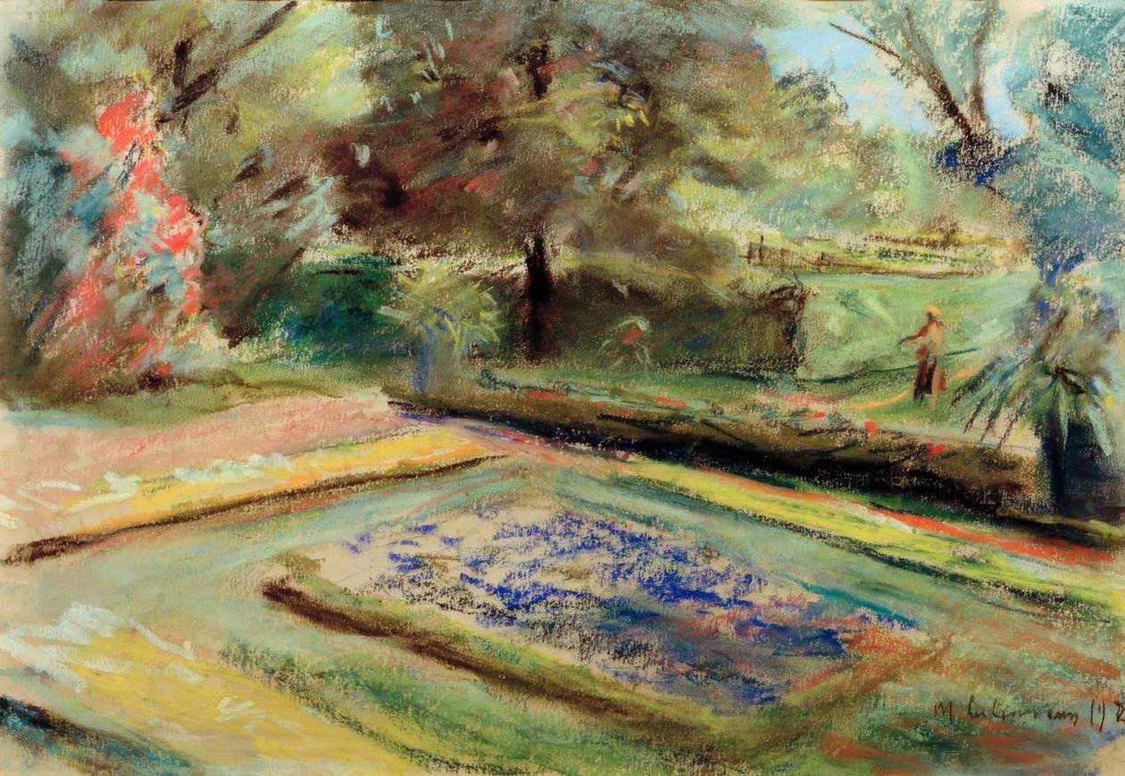 Uitzicht over het bloementerras naar het noordoosten door Max Liebermann