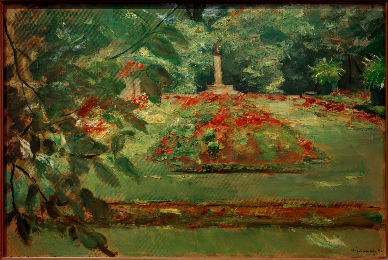 Het bloementerras in de Wannseetuin naar het noorden door Max Liebermann
