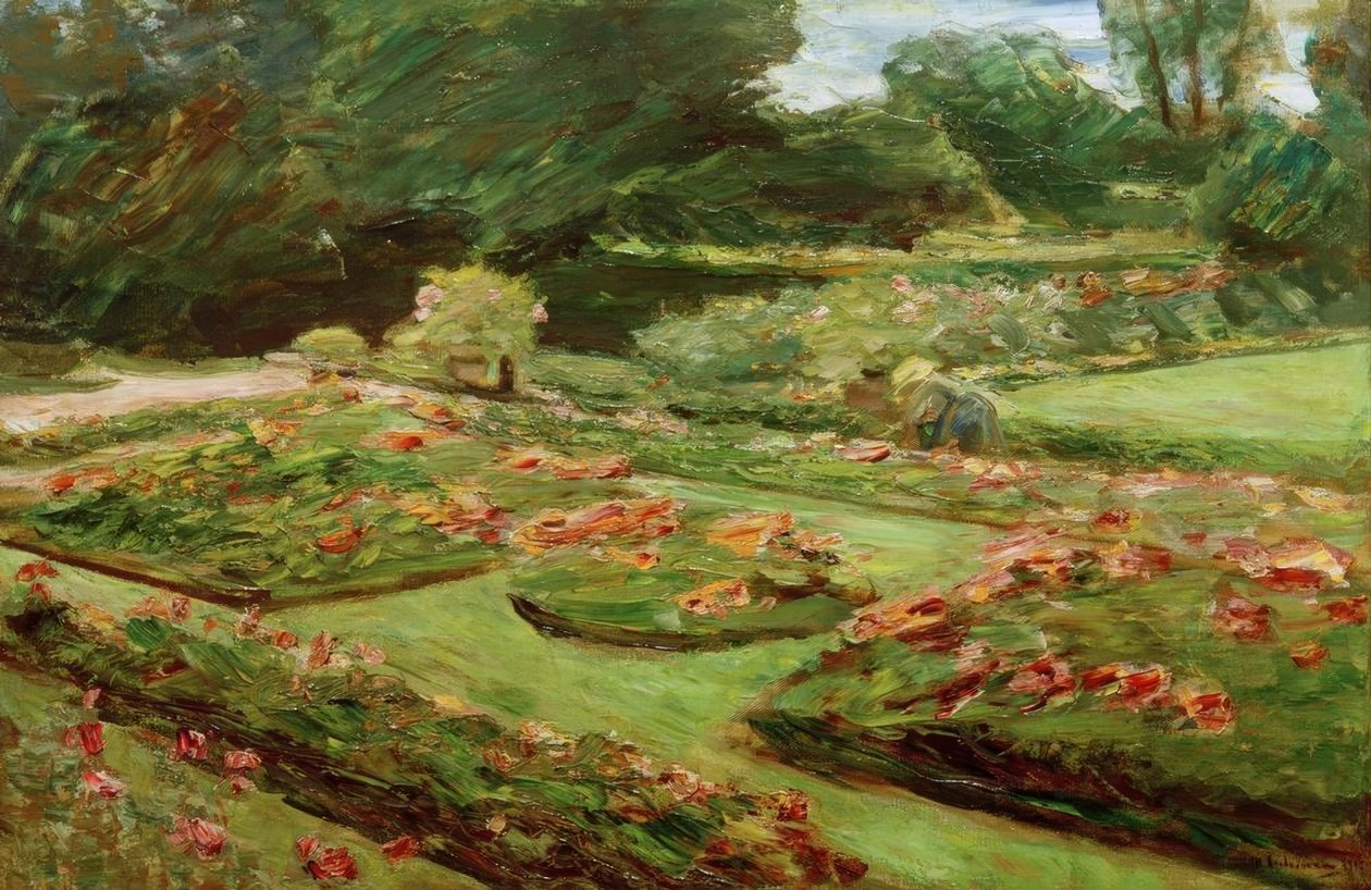 De bloementerras in de Wannseetuin naar het noordoosten door Max Liebermann