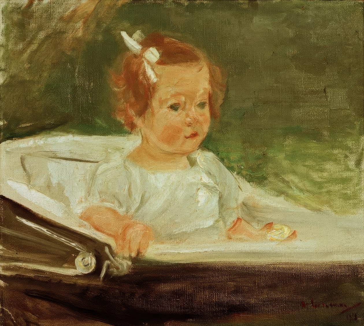 De kleindochter in de kinderwagen naar rechts door Max Liebermann