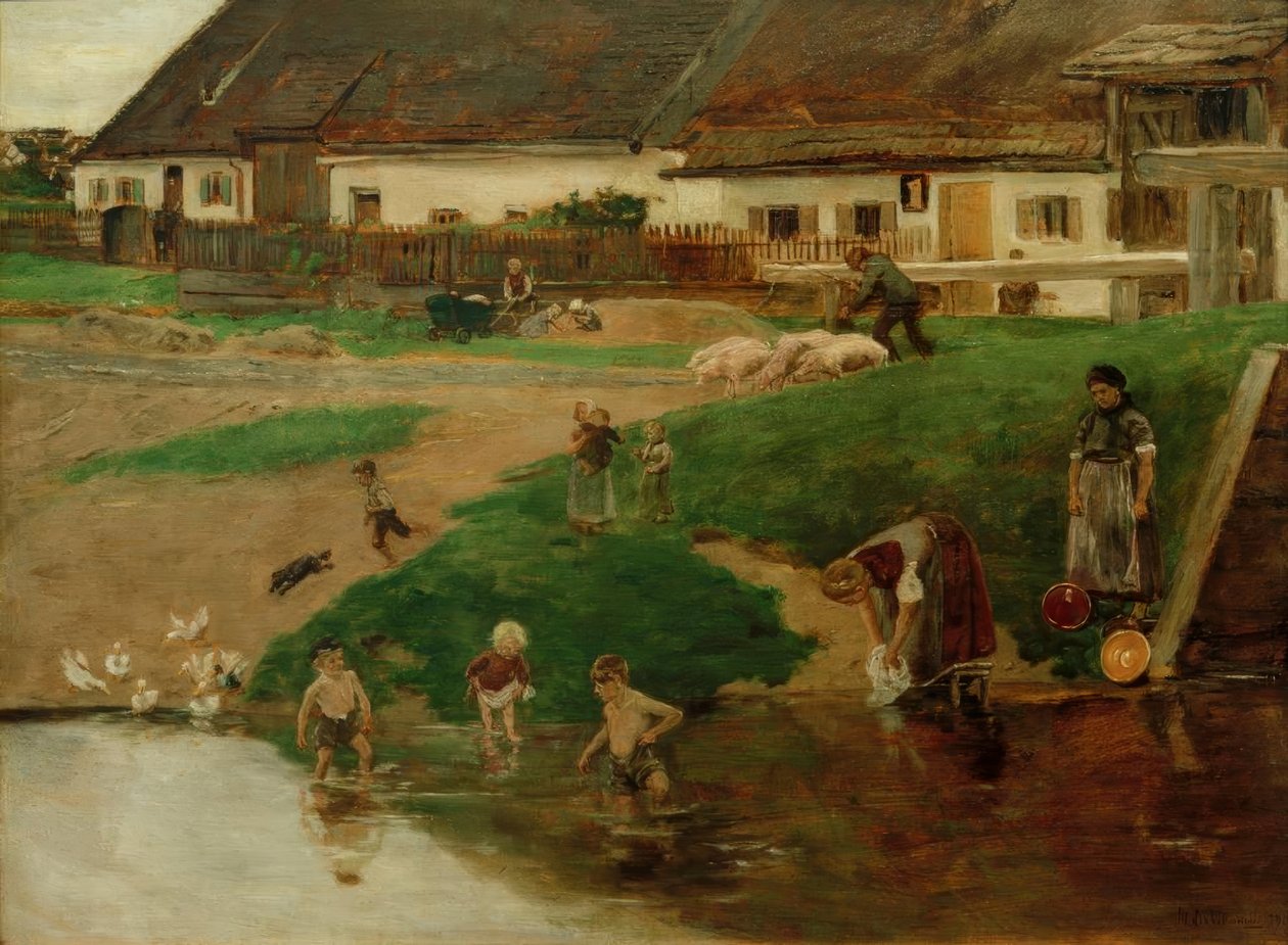 Dorpvijver in Etzenhausen – Dorpsidylle door Max Liebermann