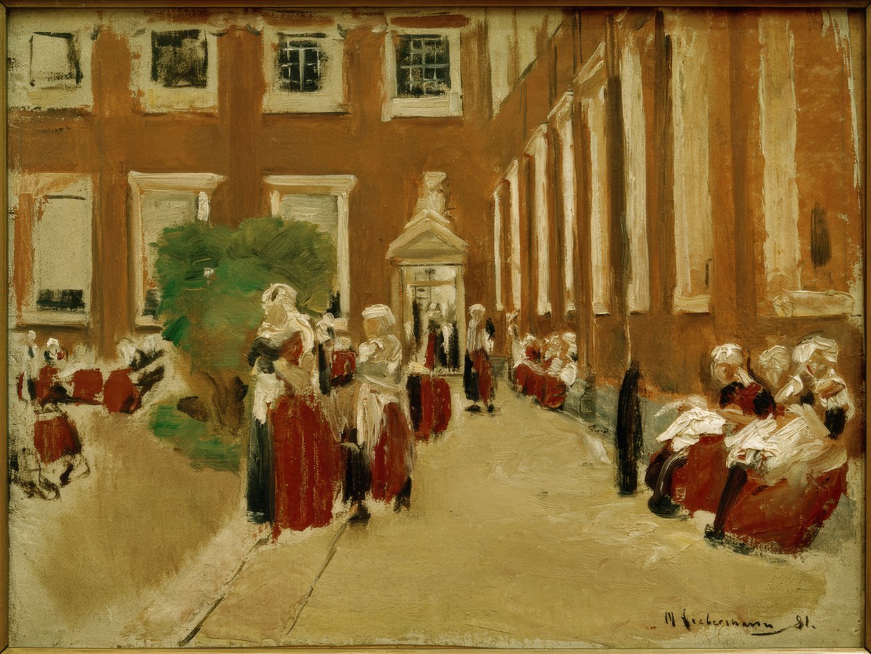 Vrije tijd in het Amsterdamse weeshuis door Max Liebermann
