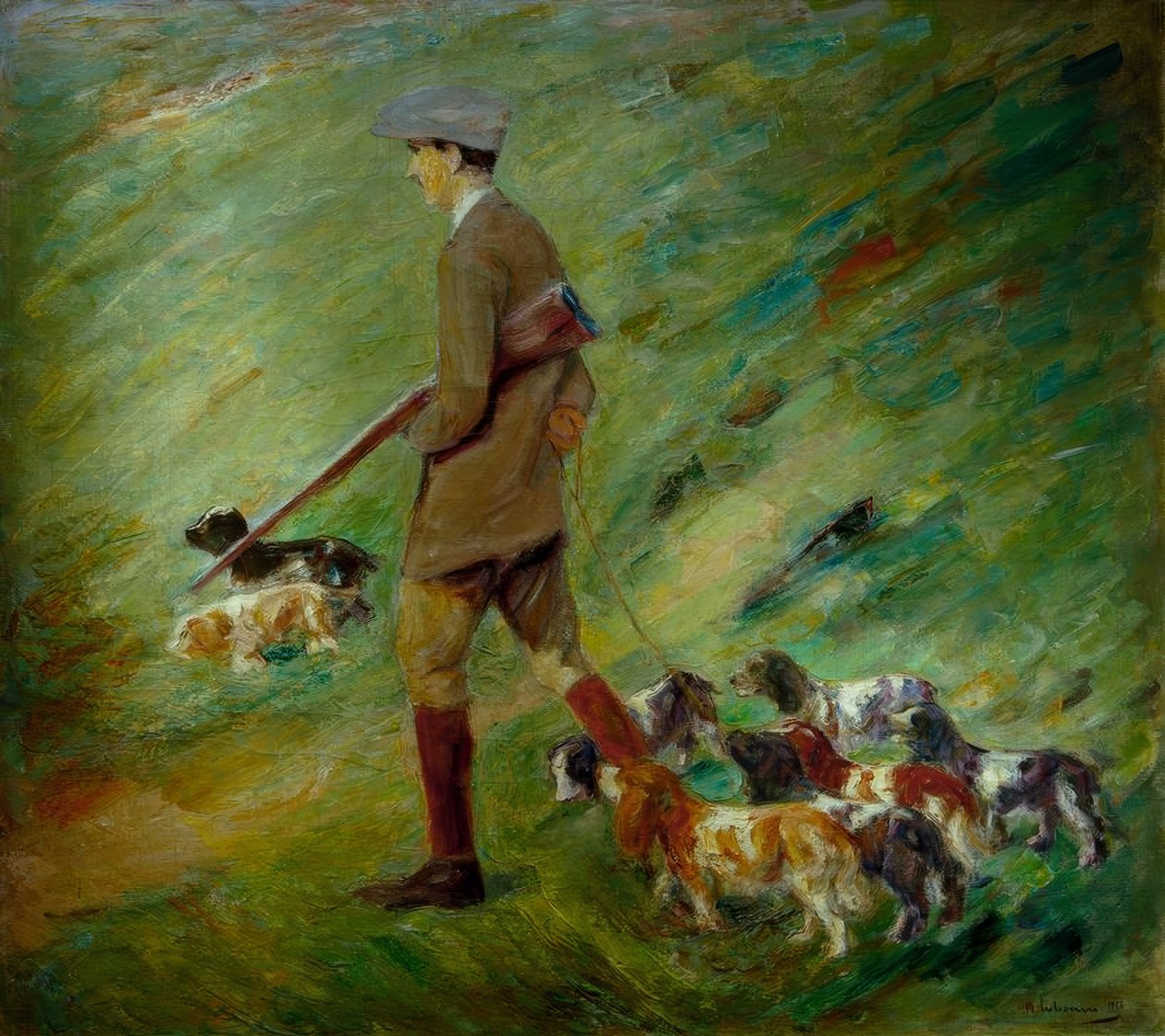Jager in de duinen – Trainer met honden door Max Liebermann