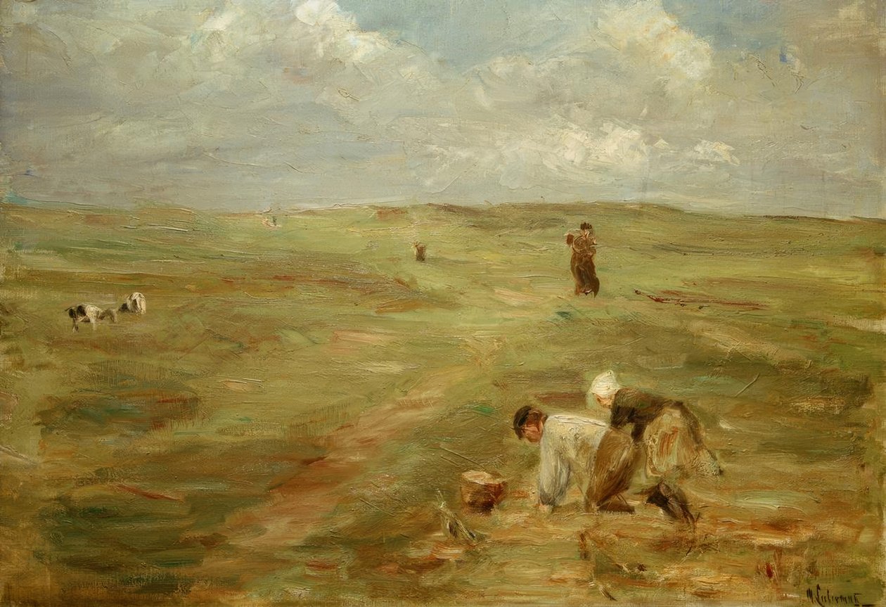 Aardappelgravers in de duinen van Zandvoort door Max Liebermann