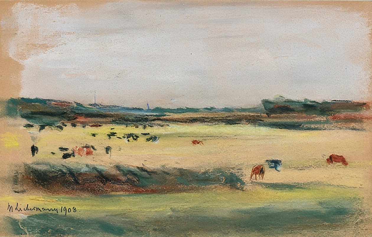 Landschap met grazende koeien door Max Liebermann