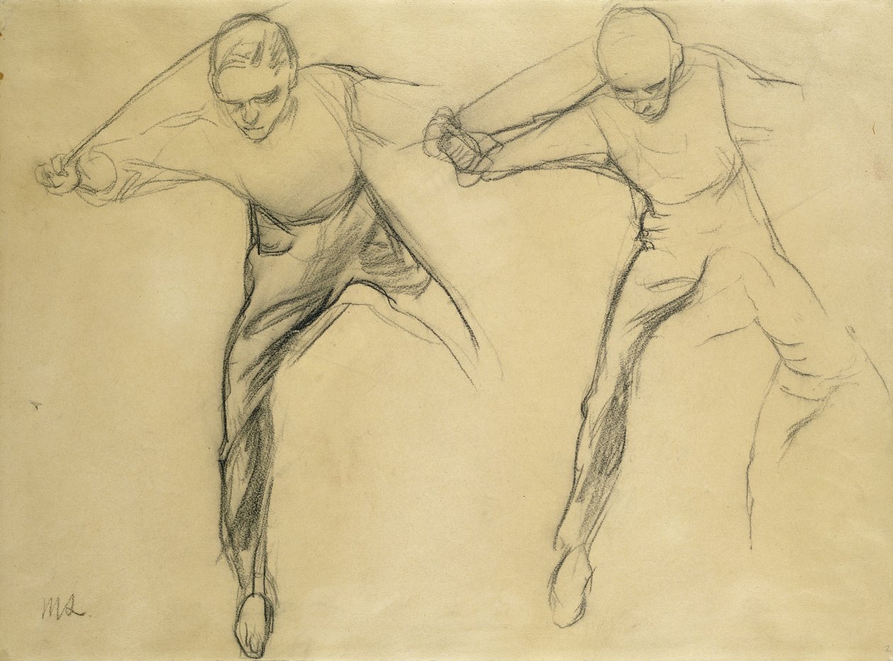 Twee mannelijke figuren door Max Liebermann