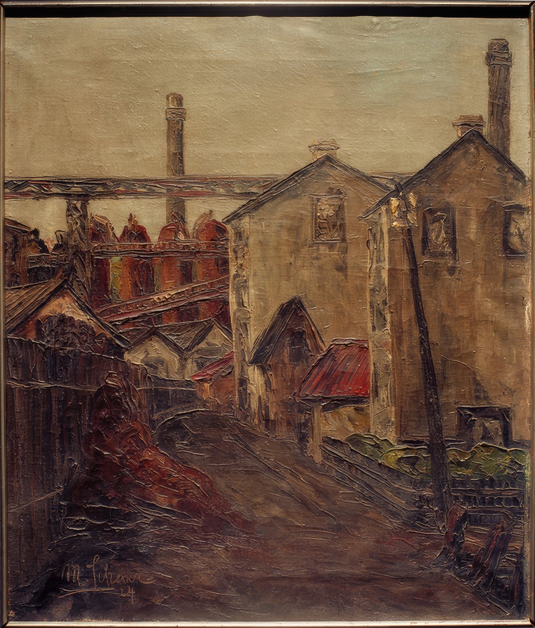 Arbeiderswijk met staalfabriek door Max Schewe