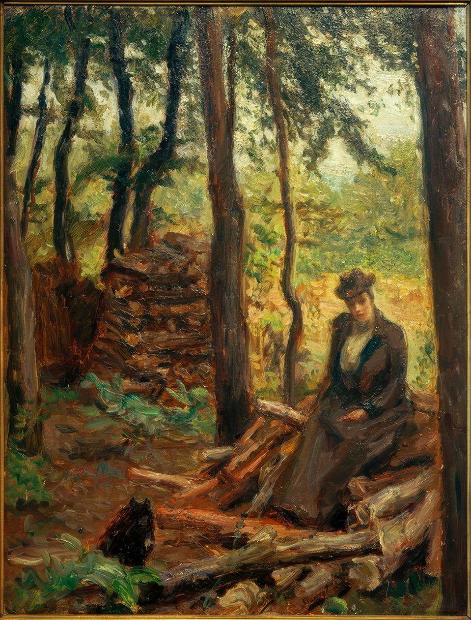 Nini op de houtstapel door Max Slevogt