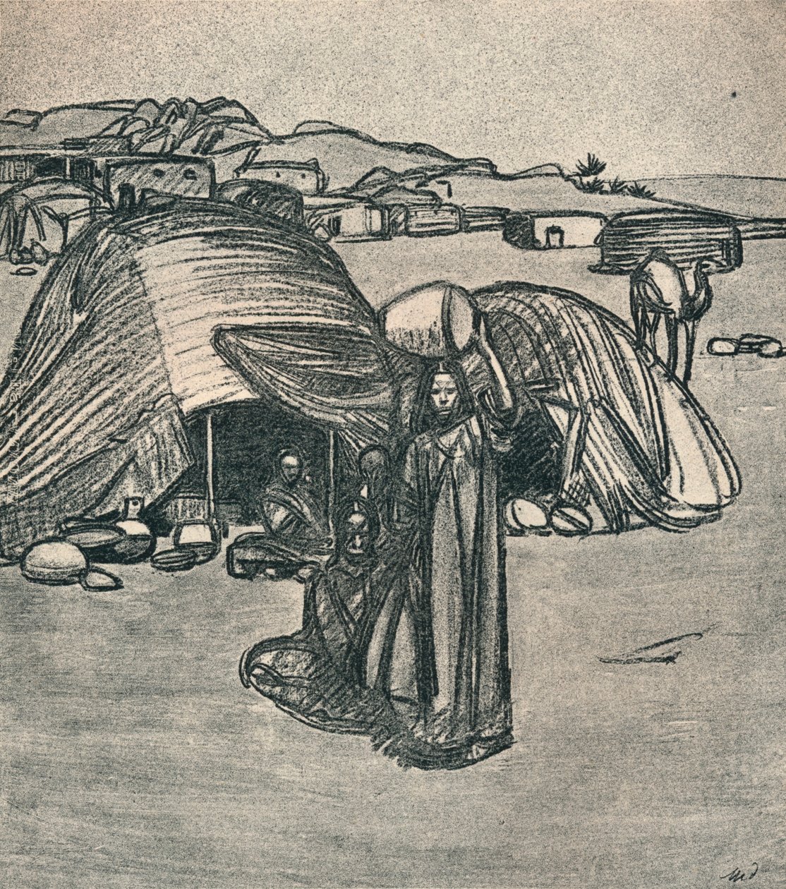 Aan de poorten van de woestijn, ca. 1920, 1923 door Maxime Pierre Jules Dethomas