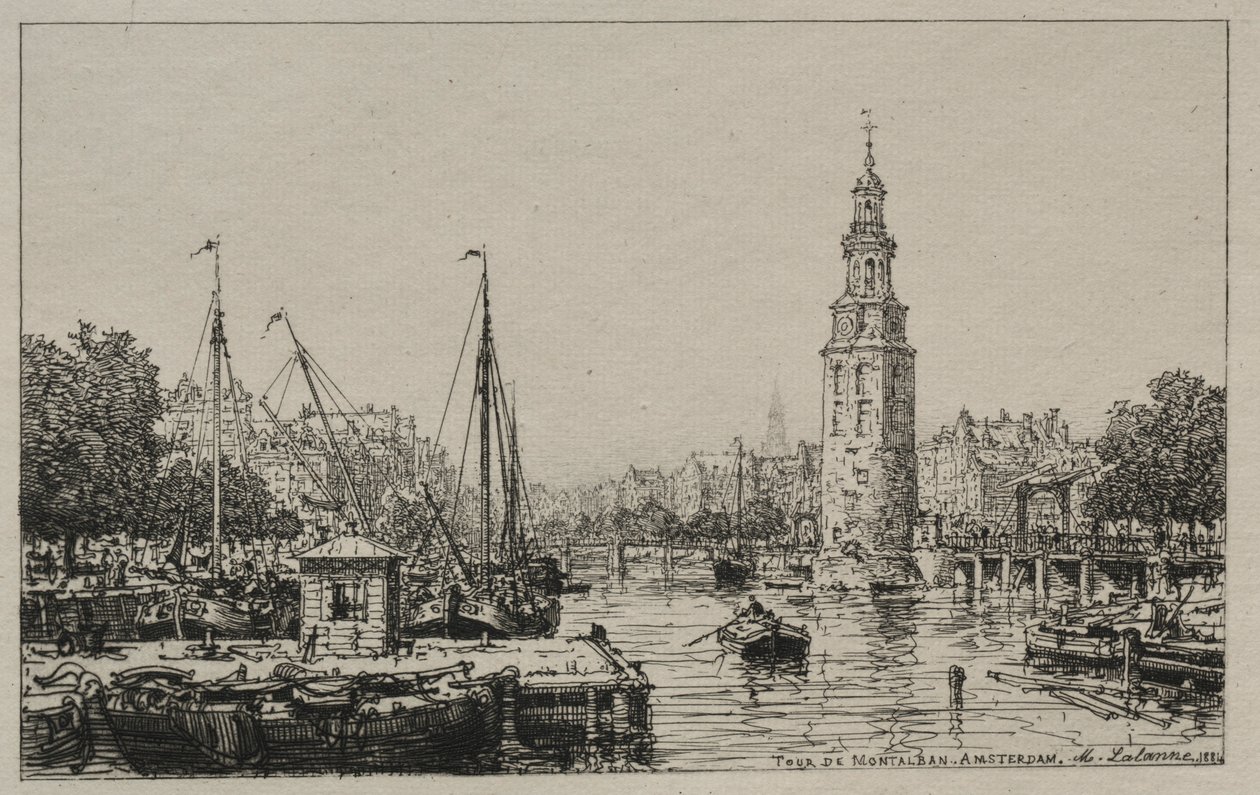 Tour de Montelban, Amsterdam, 1884 door Maxime Lalanne