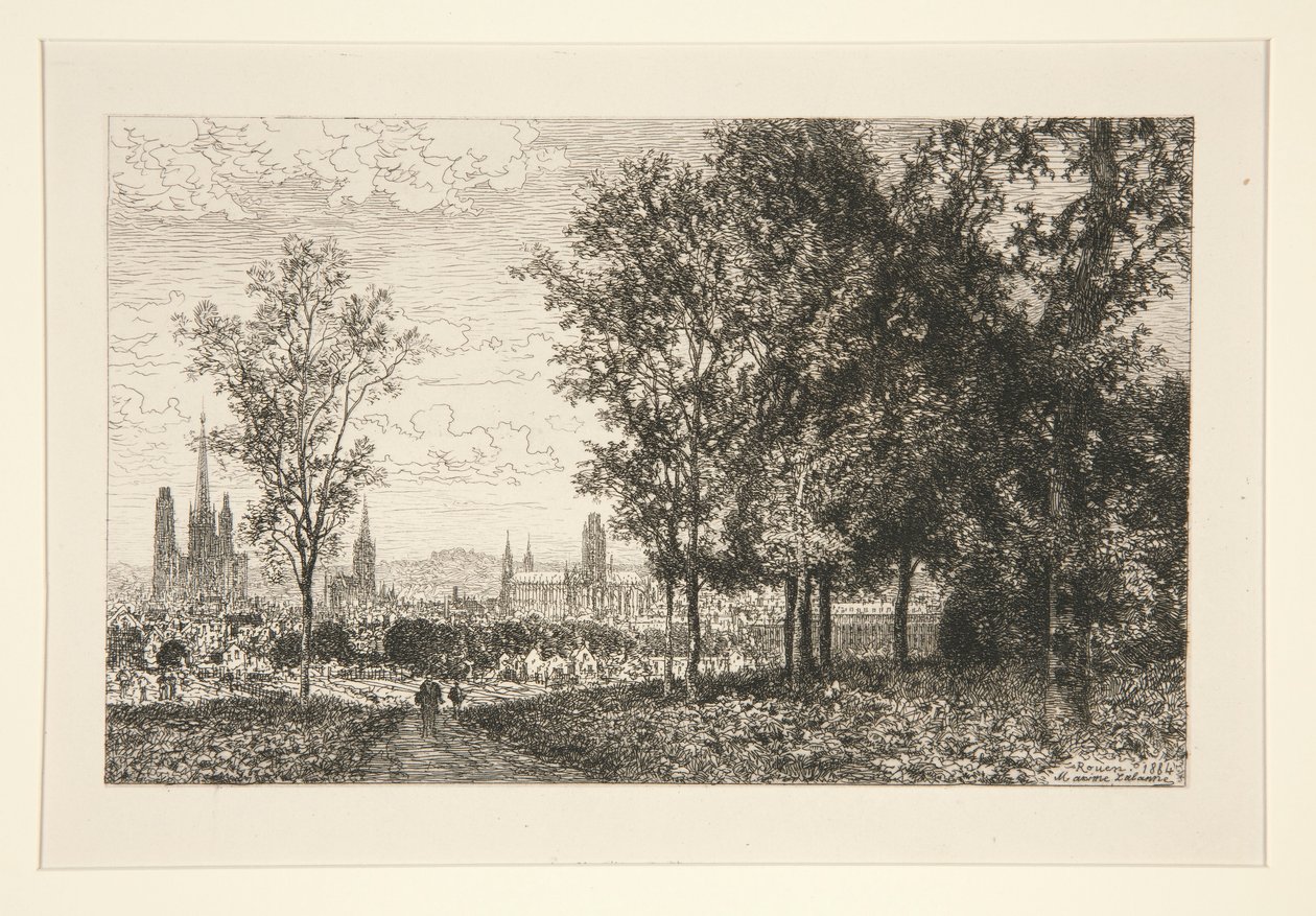 Vue de Rouen (Uitzicht op Rouen) door Maxime Lalanne