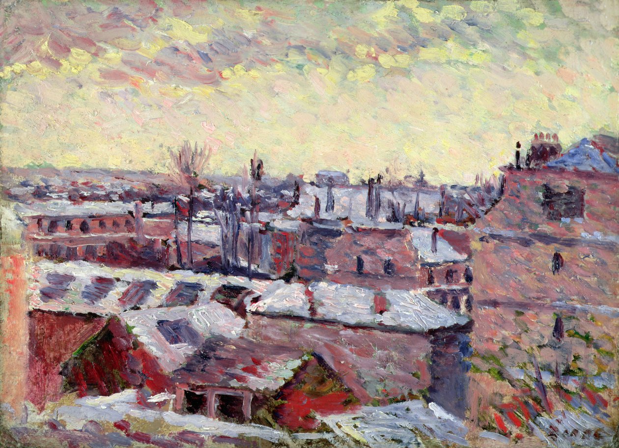 De Place Dauphine gezien vanaf het Louvre, 1904 (paneel) door Maximilien Luce