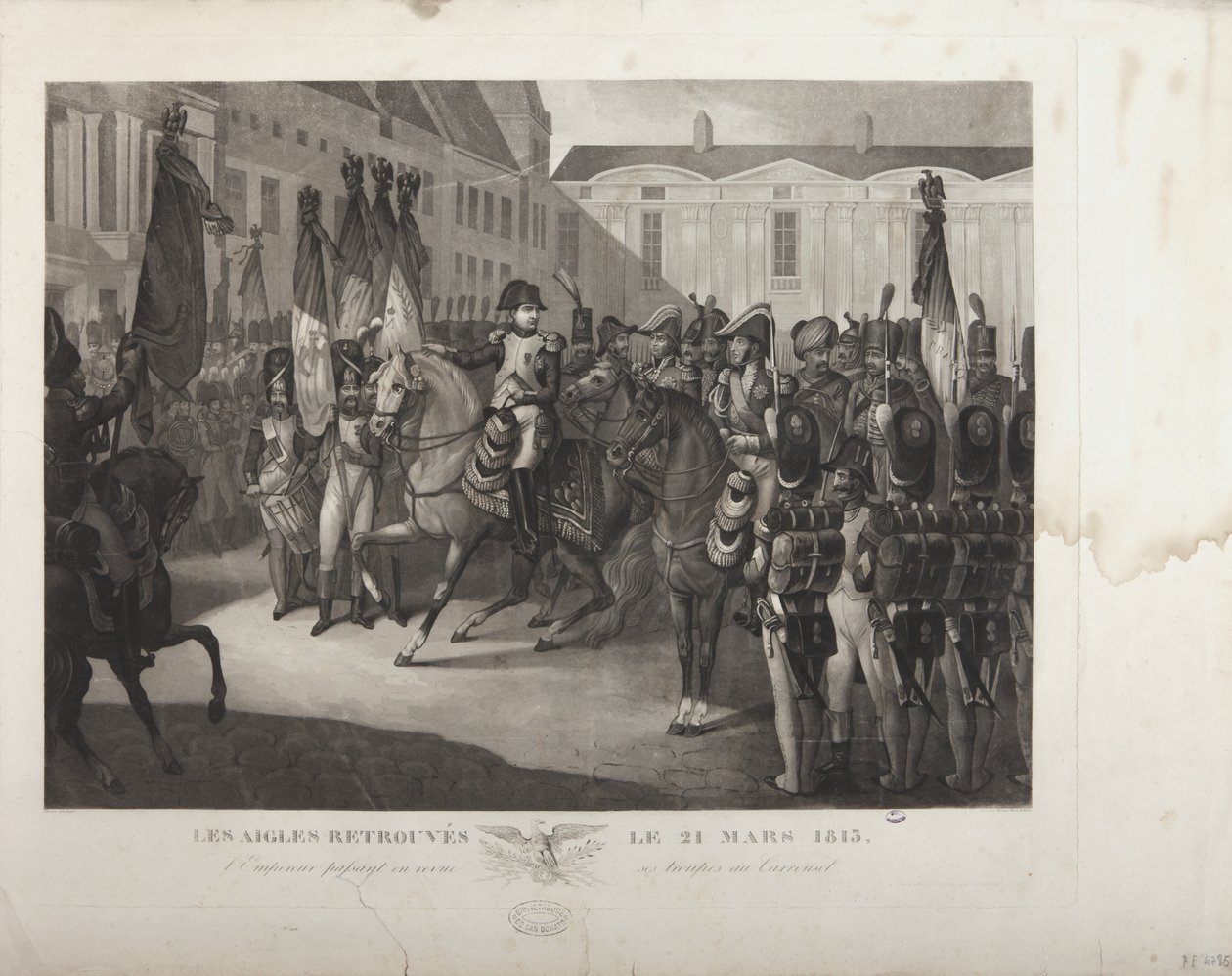 De keizer inspecteert zijn troepen op het Carrousel, 21 maart 1815, gegraveerd door Moreau door Maximilien Pierre Kepfer