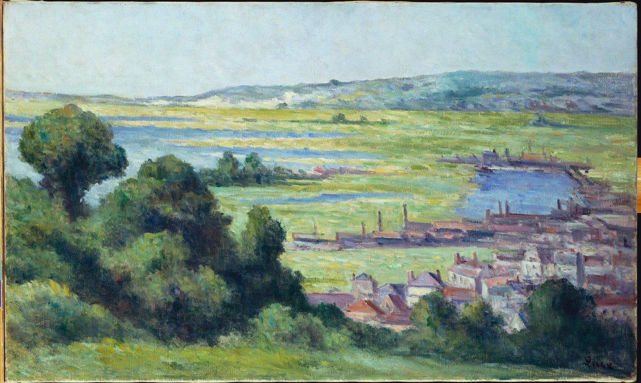 Uitzicht op Honfleur door Maximilien Luce