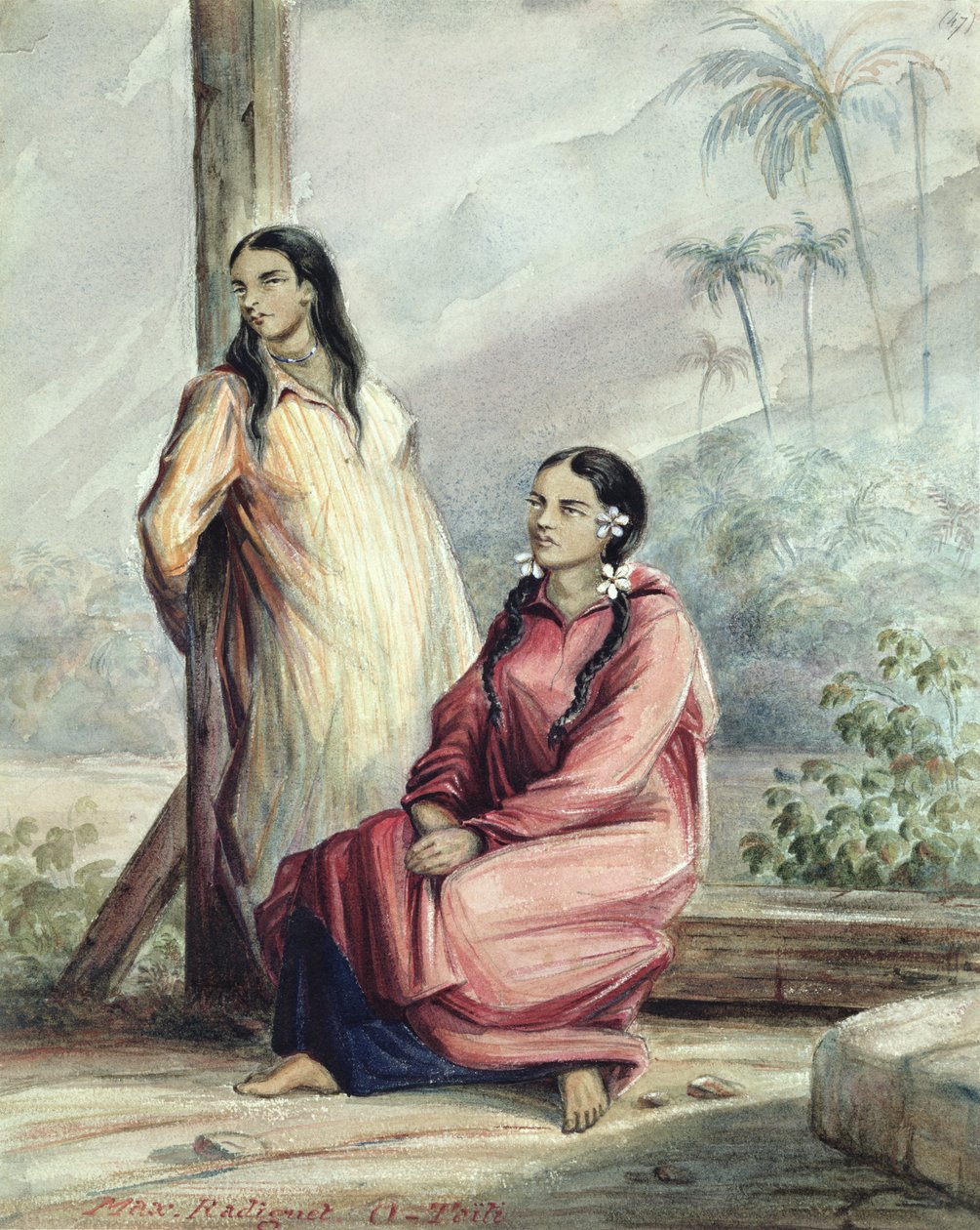 Twee Tahitiaanse vrouwen door Maximilien Radiguet