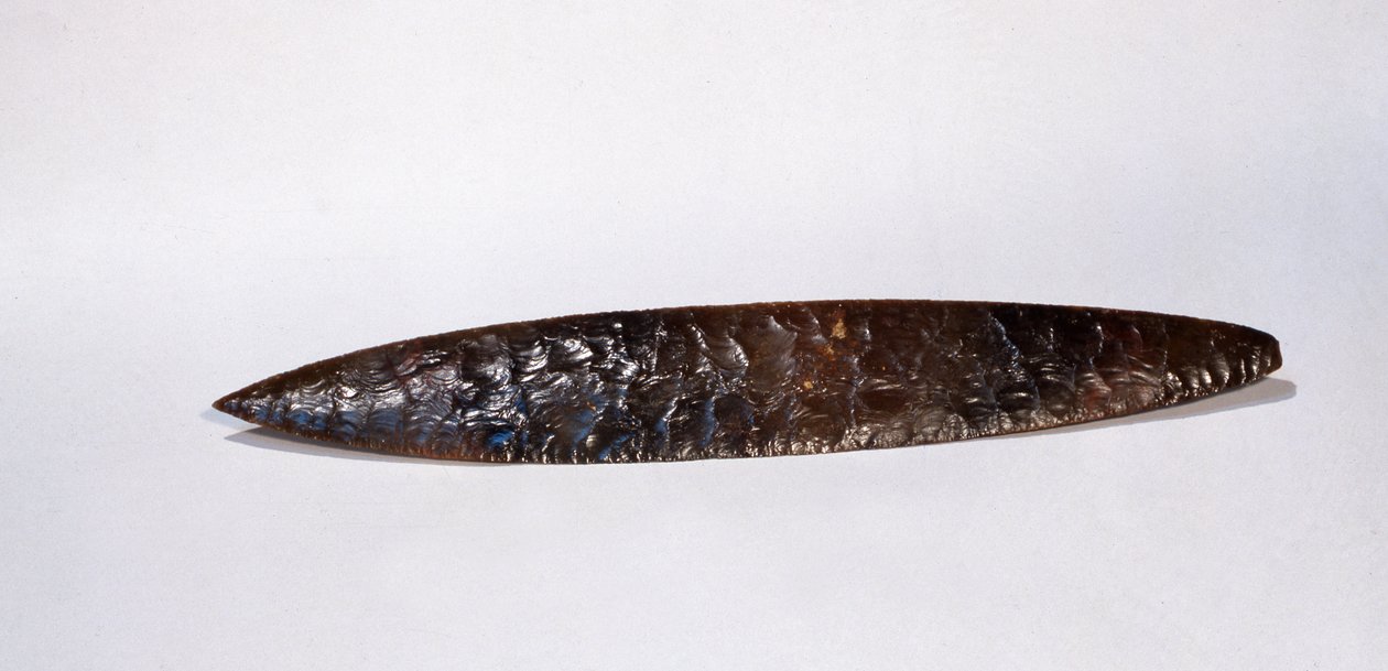 Offeringsmes, uit Nakum, Peten, Guatemala, Late Klassieke Periode (obsidiaan) door Mayan