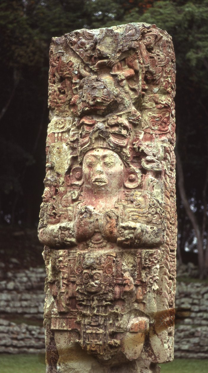 Stela C, westzijde, Copan, Late Klassieke Periode, 780 AD door Mayan