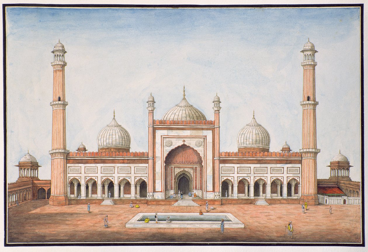 Jummah Musjeed, Delhi, ca. 1840 door Mazar or Mazhar Ali Khan