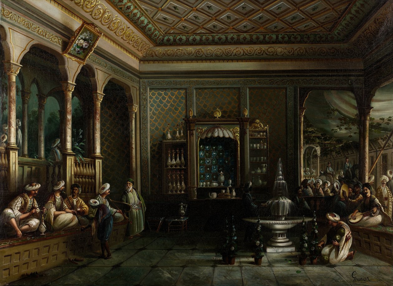Een koffiehuis in Tophane door Megerdich Jivanian