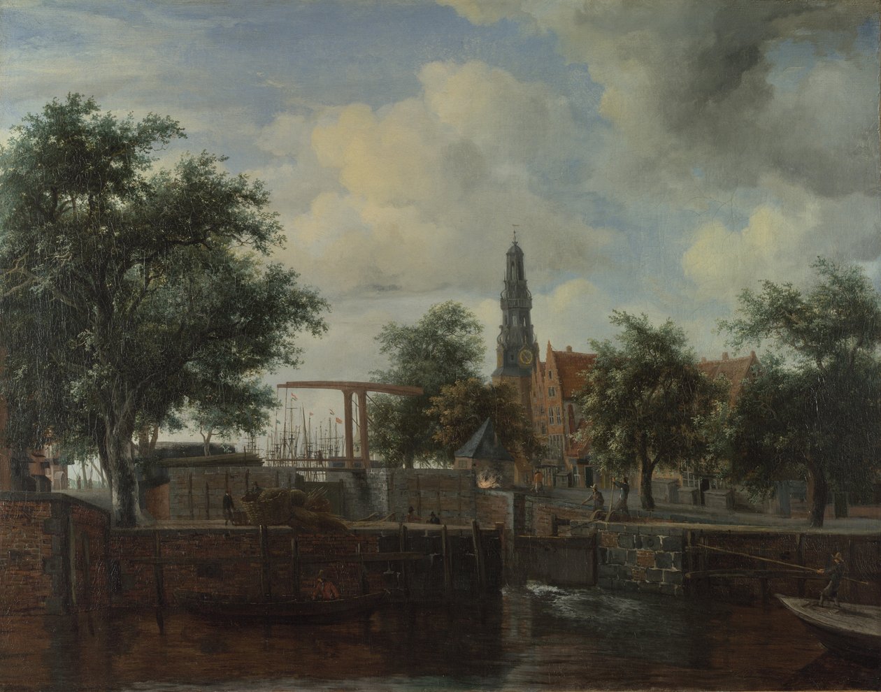 De Haarlemse Sluis, Amsterdam door Meindert Hobbema