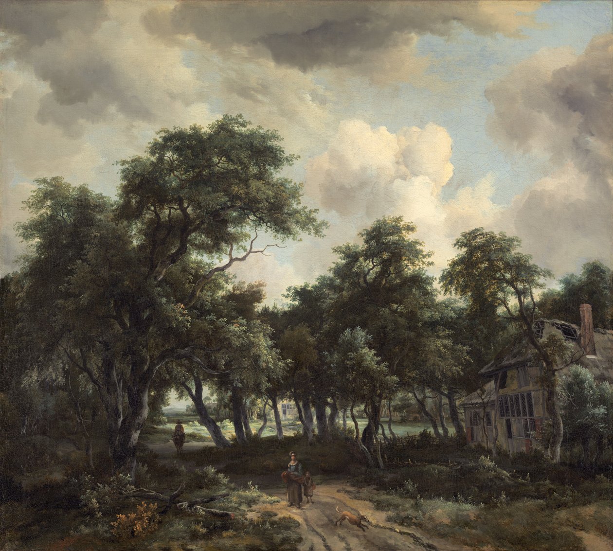 Hut tussen Bomen door Meindert Hobbema