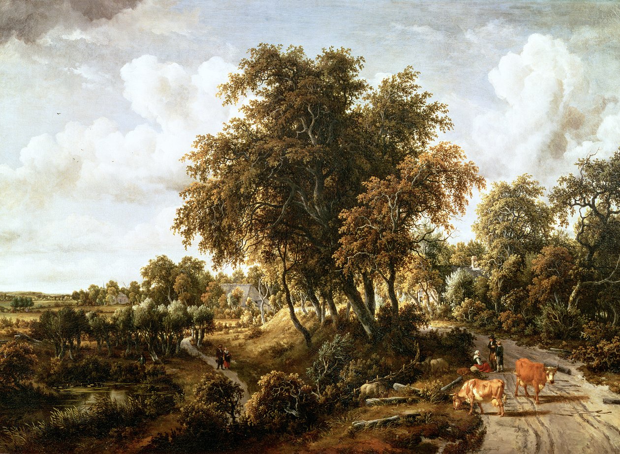 Weg op de dijk door Meindert Hobbema