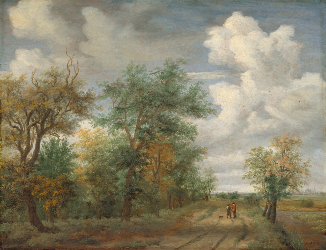Boslandschap met Figuren, ca. 1658 door Meindert Hobbema