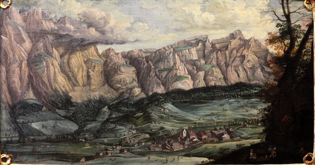 Panoramisch uitzicht op Leukerbad door Melchior Füssli