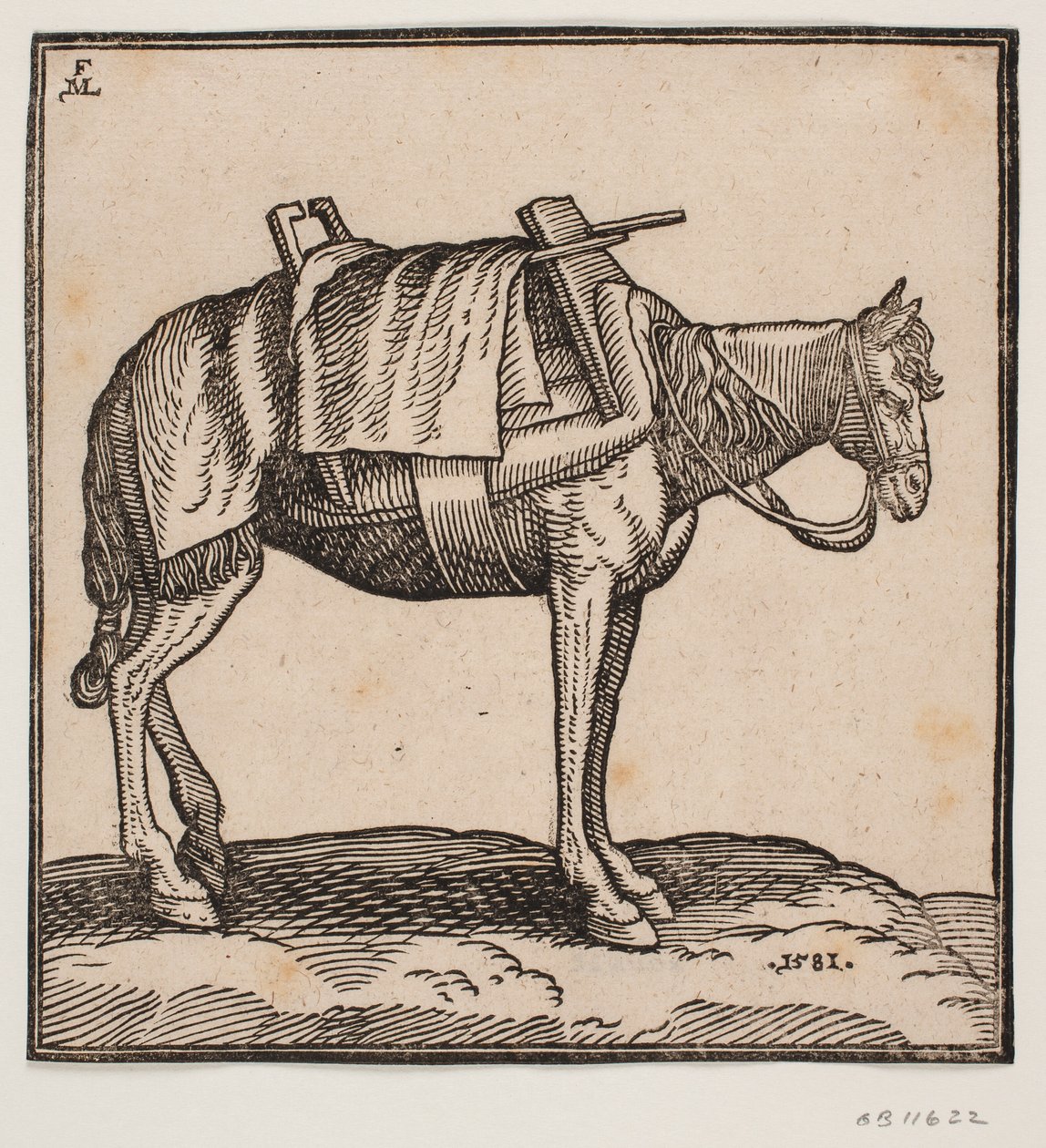 Een opgezadeld lastpaard door Melchior Lorck