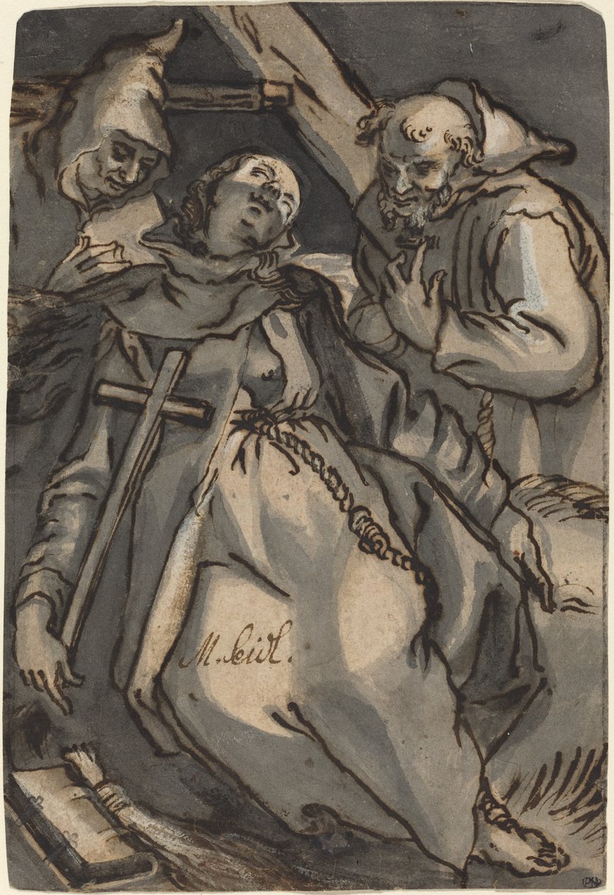 Sint Euphrosyne door Melchior Steidl after Abraham Bloemaert