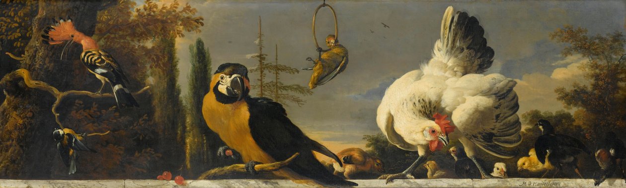 Vogels op een Balustrade door Melchior d