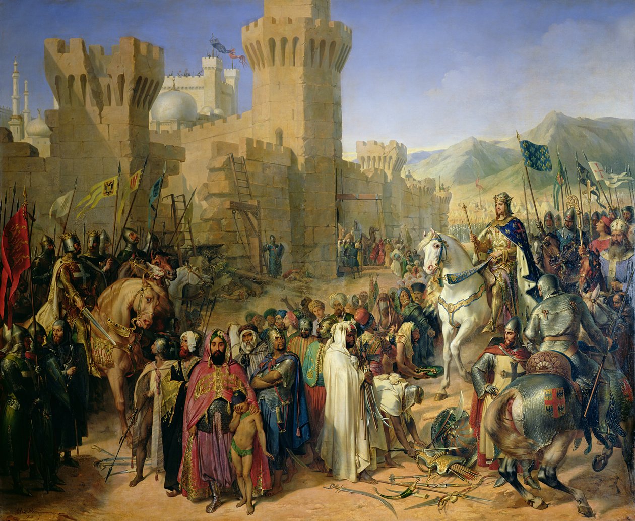 Ptolemais gegeven aan Filips Augustus (1165-1223) en Richard Leeuwenhart (1157-99) 13 juli 1191 door Merry Joseph Blondel