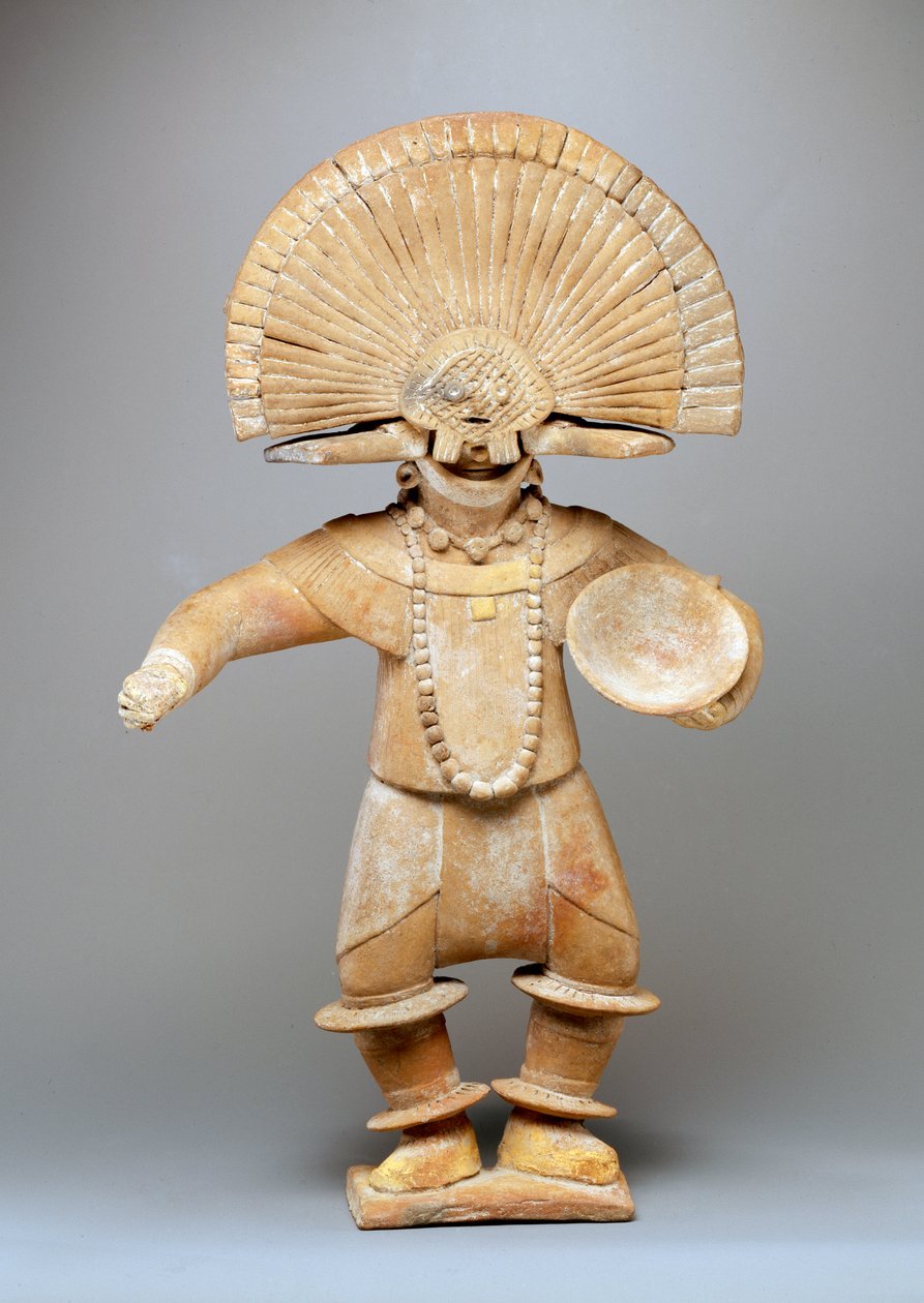 Danser met hoofdtooi (aardewerk) door Mesoamerican